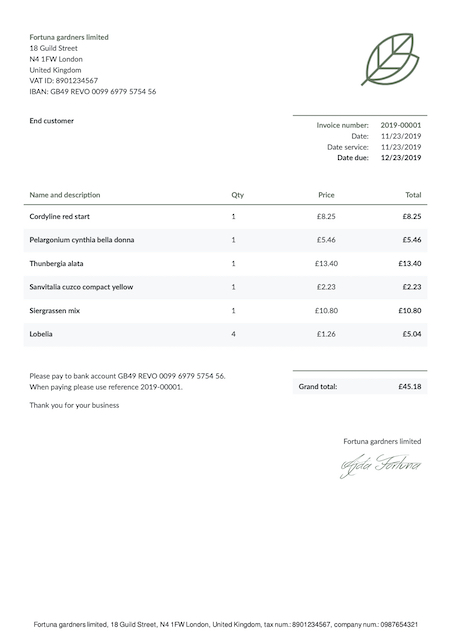 Classic invoice template