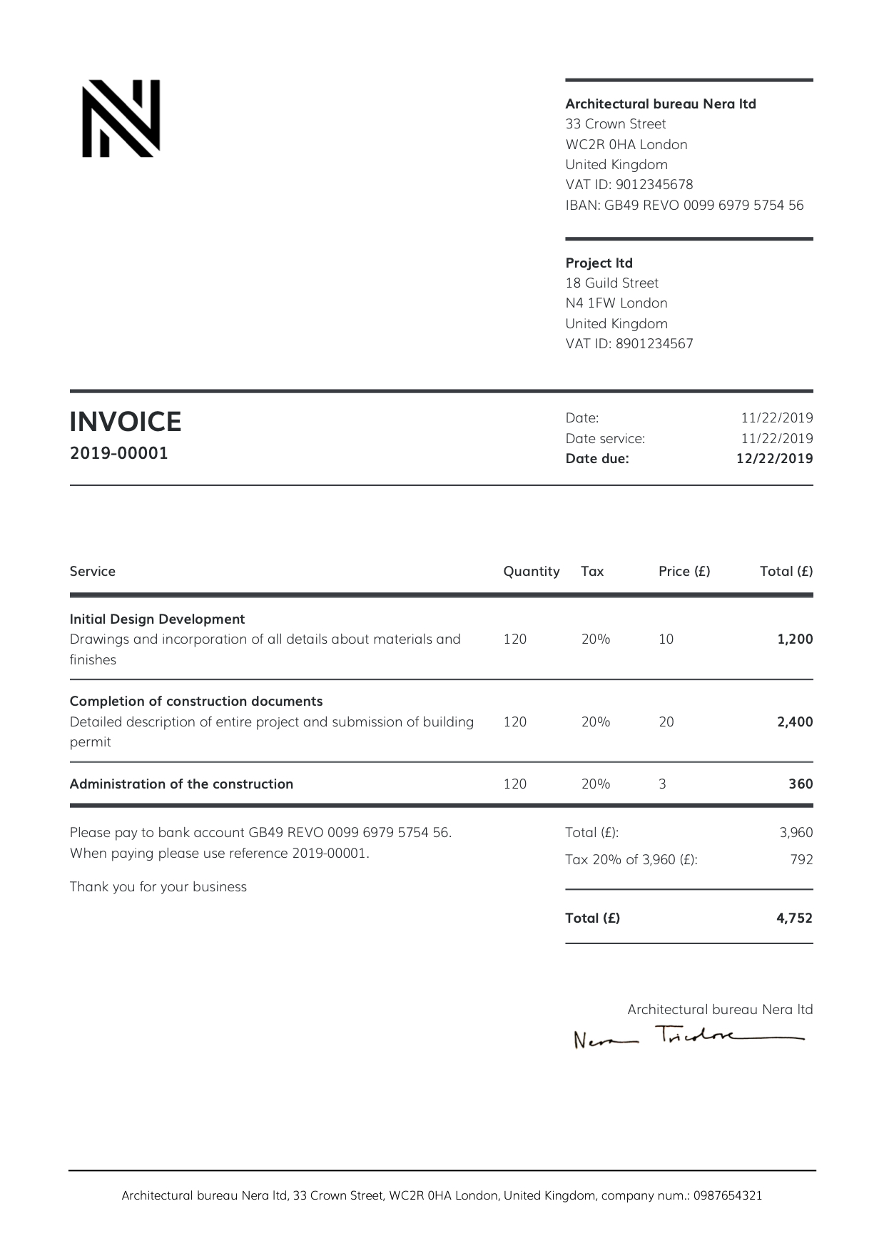 Minimal invoice template