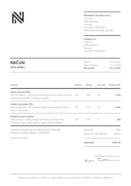 Minimal invoice template
